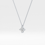 0.16 TCW Round Lab-Grown Diamond Flower Charm Necklace 15