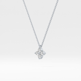 0.16 TCW Round Lab-Grown Diamond Flower Charm Necklace 15