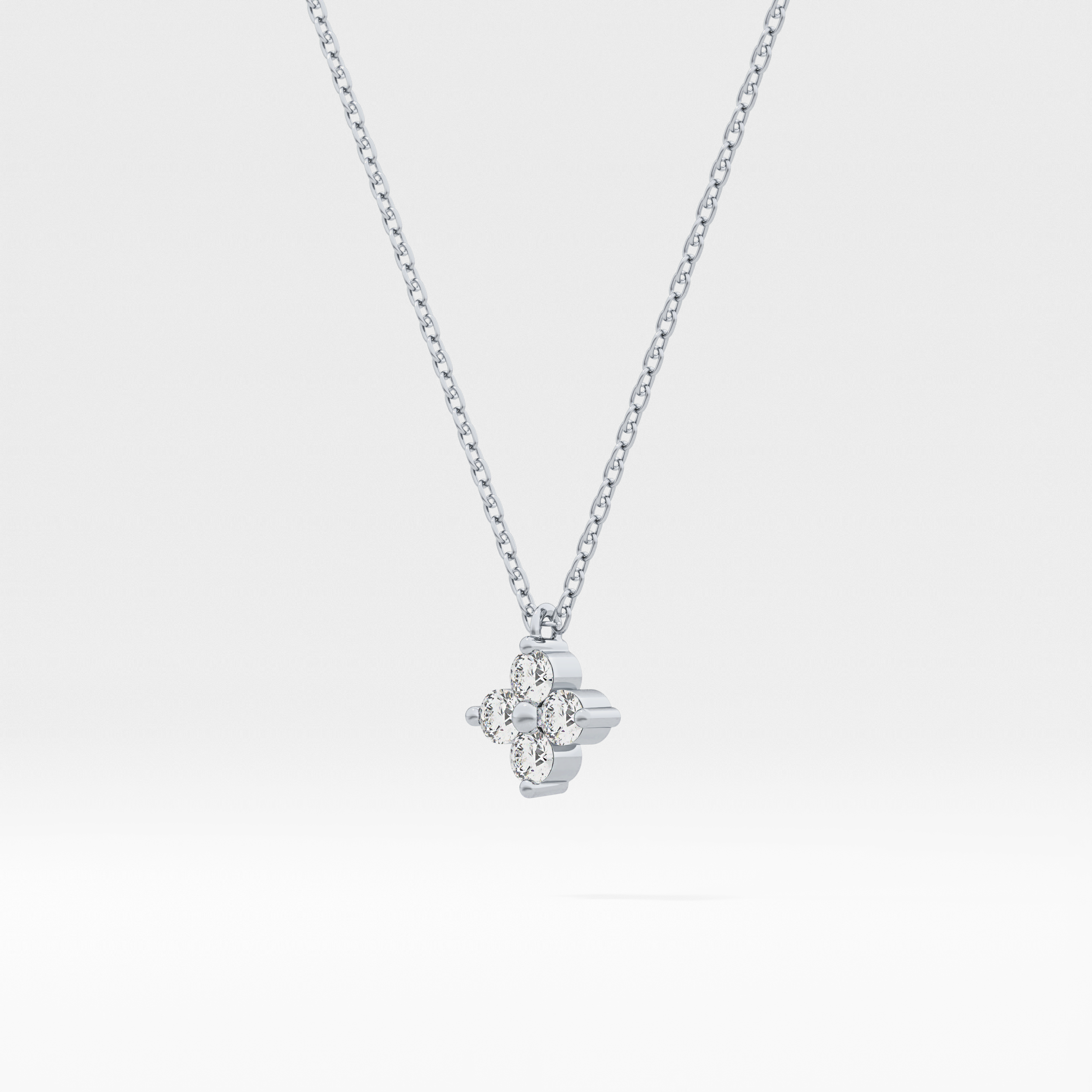 0.16 TCW Round Lab-Grown Diamond Flower Charm Necklace 15