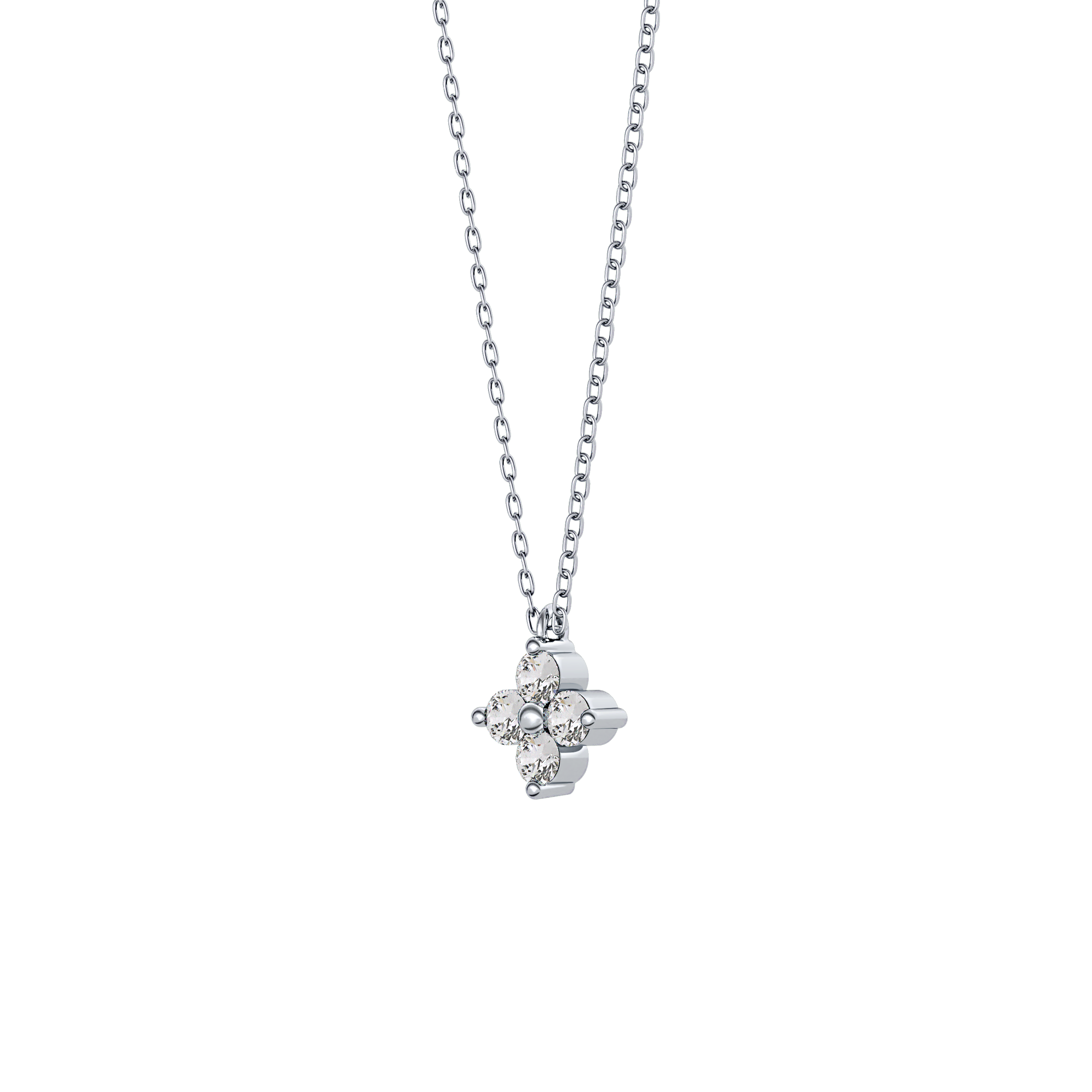 0.16 TCW Round Lab-Grown Diamond Flower Charm Necklace 17