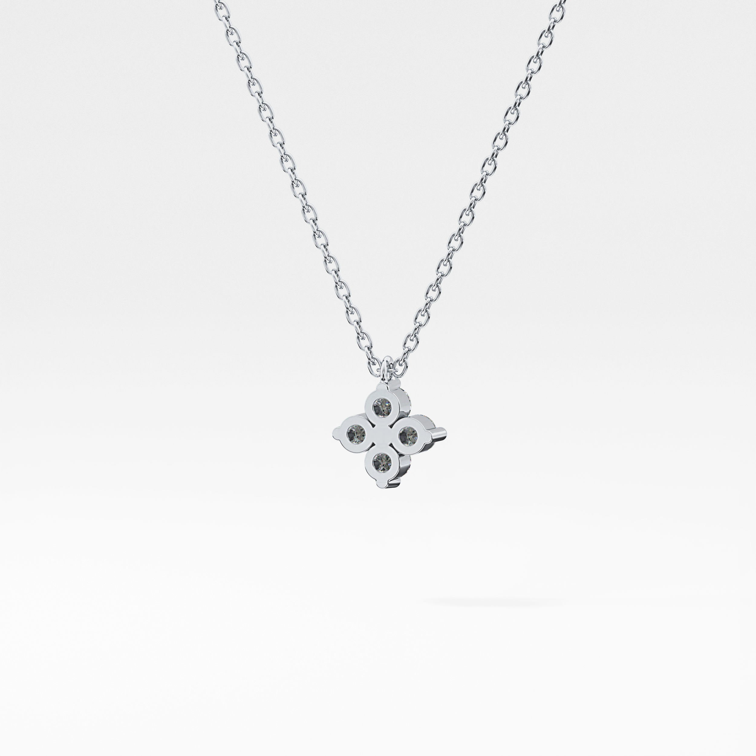 0.16 TCW Round Lab-Grown Diamond Flower Charm Necklace 18