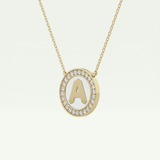 0.17 TCW Round Lab-Grown Diamond A Initial Necklace