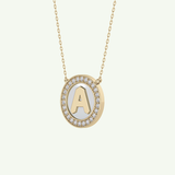 0.17 TCW Round Lab-Grown Diamond A Initial Necklace