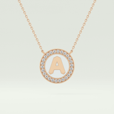 0.17 TCW Round Lab-Grown Diamond A Initial Necklace
