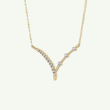 0.128 TCW Round Lab-Grown Diamond Half Chevron Necklace