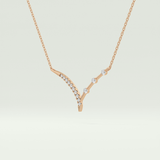 0.128 TCW Round Lab-Grown Diamond Half Chevron Necklace