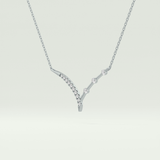 0.128 TCW Round Lab-Grown Diamond Half Chevron Necklace
