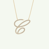 0.144 TCW Round Lab-Grown Diamond C Initial Necklace