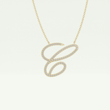 0.144 TCW Round Lab-Grown Diamond C Initial Necklace