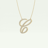 0.144 TCW Round Lab-Grown Diamond C Initial Necklace