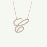 0.144 TCW Round Lab-Grown Diamond C Initial Necklace