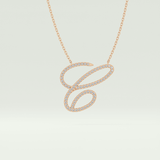 0.144 TCW Round Lab-Grown Diamond C Initial Necklace