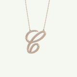 0.144 TCW Round Lab-Grown Diamond C Initial Necklace
