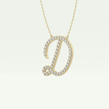 0.435 TCW Round Lab-Grown Diamond D Initial Necklace