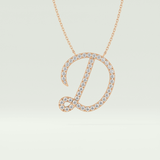 0.435 TCW Round Lab-Grown Diamond D Initial Necklace