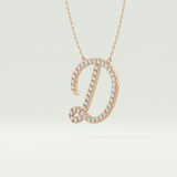 0.435 TCW Round Lab-Grown Diamond D Initial Necklace