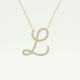 0.198 TCW Round Lab-Grown Diamond L Initial Necklace