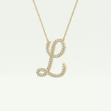 0.198 TCW Round Lab-Grown Diamond L Initial Necklace