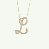 0.198 TCW Round Lab-Grown Diamond L Initial Necklace