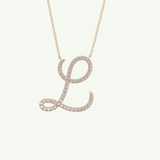 0.198 TCW Round Lab-Grown Diamond L Initial Necklace