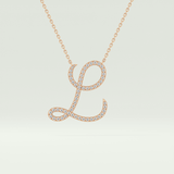 0.198 TCW Round Lab-Grown Diamond L Initial Necklace