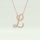 0.198 TCW Round Lab-Grown Diamond L Initial Necklace