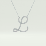 0.198 TCW Round Lab-Grown Diamond L Initial Necklace