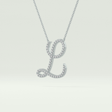 0.198 TCW Round Lab-Grown Diamond L Initial Necklace