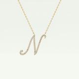 0.099 TCW Round Lab-Grown Diamond N Initial Necklace