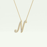 0.099 TCW Round Lab-Grown Diamond N Initial Necklace