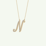 0.099 TCW Round Lab-Grown Diamond N Initial Necklace