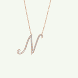 0.099 TCW Round Lab-Grown Diamond N Initial Necklace