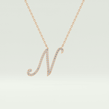 0.099 TCW Round Lab-Grown Diamond N Initial Necklace