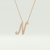 0.099 TCW Round Lab-Grown Diamond N Initial Necklace