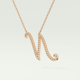 0.099 TCW Round Lab-Grown Diamond N Initial Necklace