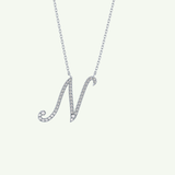 0.099 TCW Round Lab-Grown Diamond N Initial Necklace