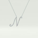 0.099 TCW Round Lab-Grown Diamond N Initial Necklace