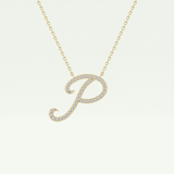 0.138 TCW Round Lab-Grown Diamond P Initial Necklace