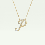 0.138 TCW Round Lab-Grown Diamond P Initial Necklace