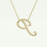 0.138 TCW Round Lab-Grown Diamond P Initial Necklace