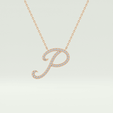 0.138 TCW Round Lab-Grown Diamond P Initial Necklace