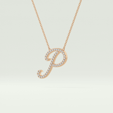 0.138 TCW Round Lab-Grown Diamond P Initial Necklace