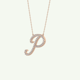 0.138 TCW Round Lab-Grown Diamond P Initial Necklace