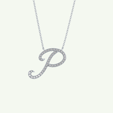 0.138 TCW Round Lab-Grown Diamond P Initial Necklace