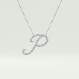 0.138 TCW Round Lab-Grown Diamond P Initial Necklace