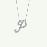 0.138 TCW Round Lab-Grown Diamond P Initial Necklace