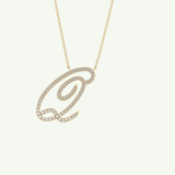 0.187 TCW Round Lab-Grown Diamond Q Initial Necklace