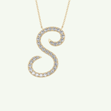 0.585 TCW Round Lab-Grown Diamond S Initial Necklace