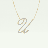 0.157 TCW Round Lab-Grown Diamond U Initial Necklace