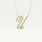 0.157 TCW Round Lab-Grown Diamond U Initial Necklace
